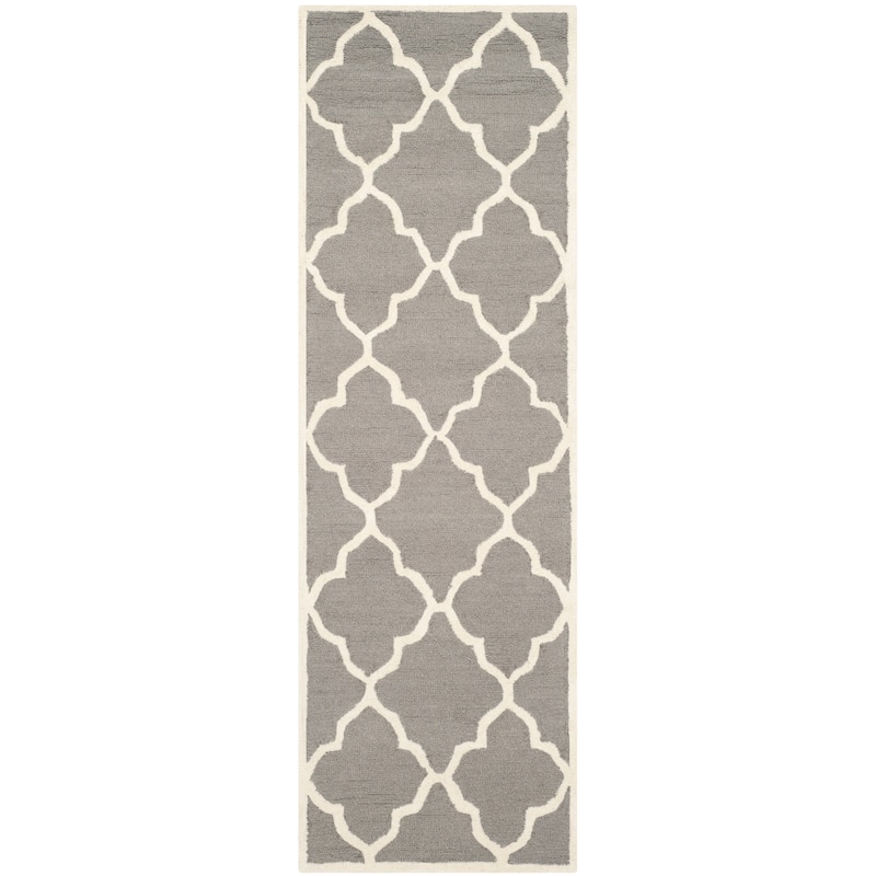 SAFAVIEH Handmade Cambridge Tinca Modern Moroccan Wool Rug - 2'6" x 6' Runner - Dark Grey/Ivory