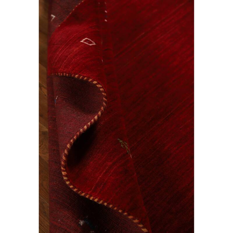 Hand Knotted Oriental 100% Wool Carpet Tribal Animal Pictorial Red Gabbeh Area Rug - 7' 6'' X 5' 0''