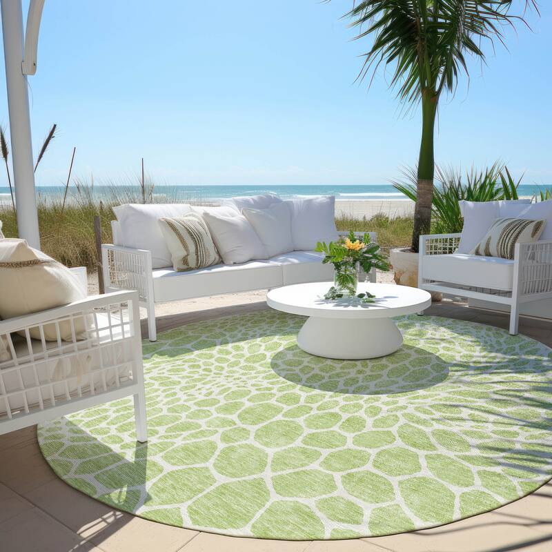 Machine Washable Indoor/ Outdoor Chantille Animal Print Rug - Aloe - 8' x 8'