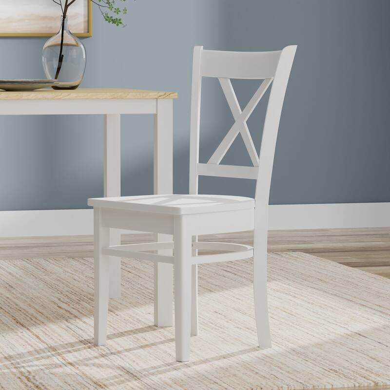 3-Piece Dining Set, 48" Rectangle Wood Table and Cross Back Chairs