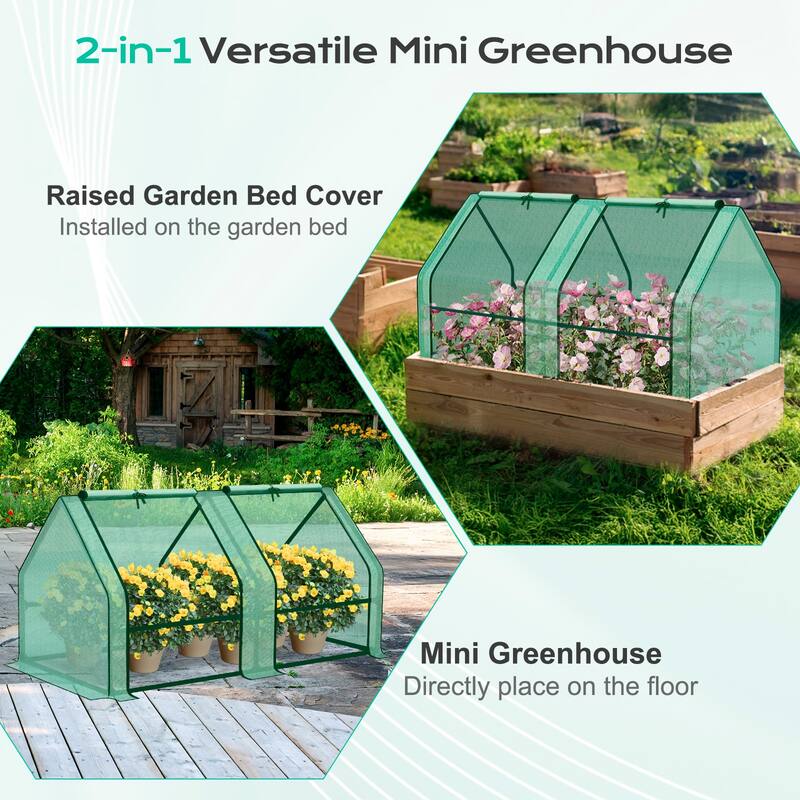 Aoodor Mini Greenhouse with 2 Zipper Doors,