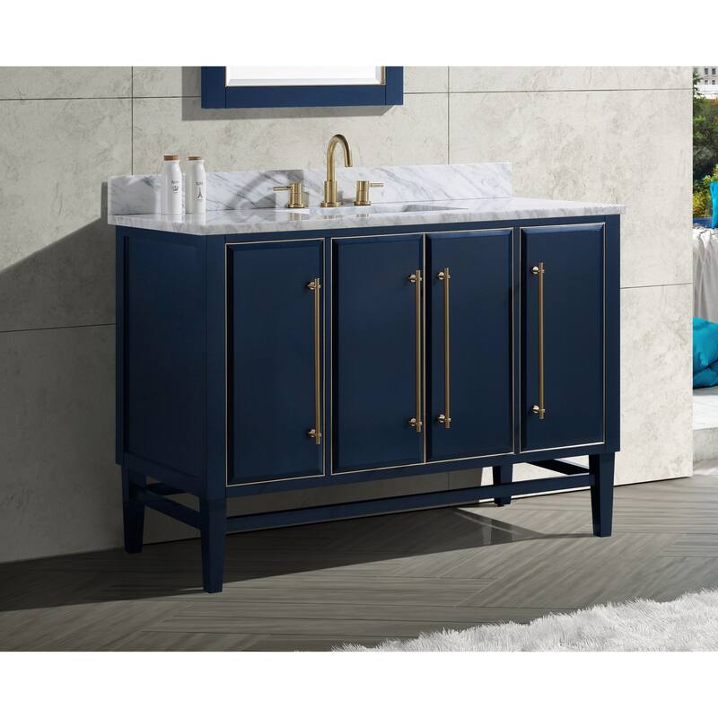 Avanity Carrara White Natural Marble Vanity Top with Rectangular Undermount Sinks