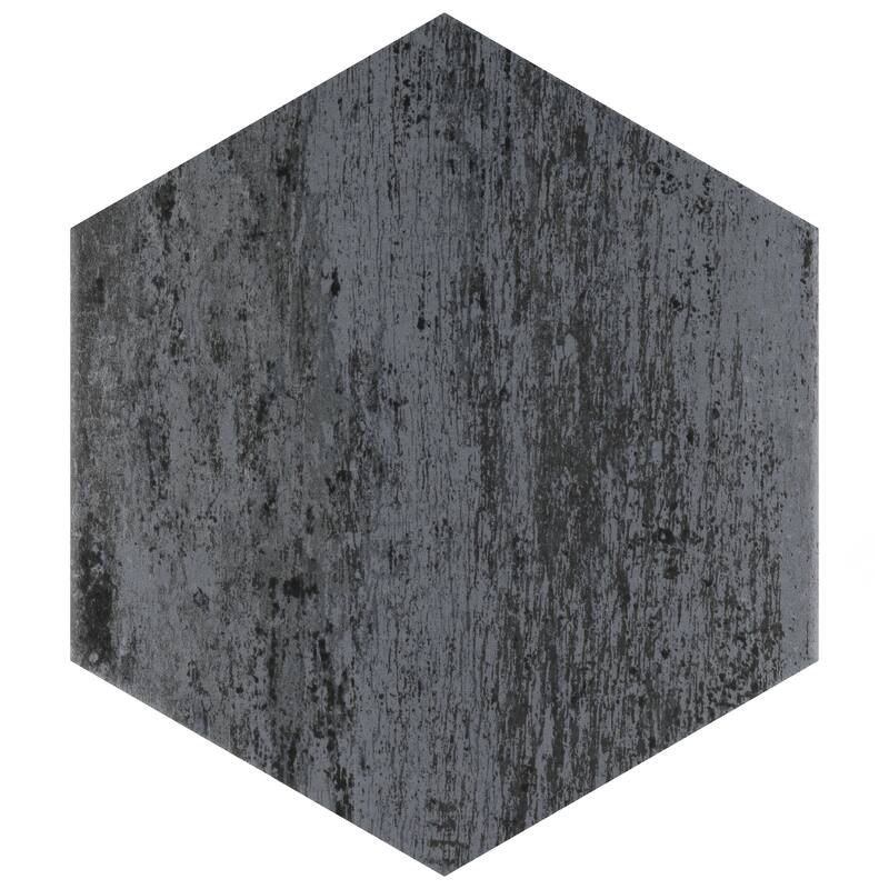 Merola Tile Cassis Hex Black 8-5/8" x 9-7/8" Porcelain Floor and Wall Tile