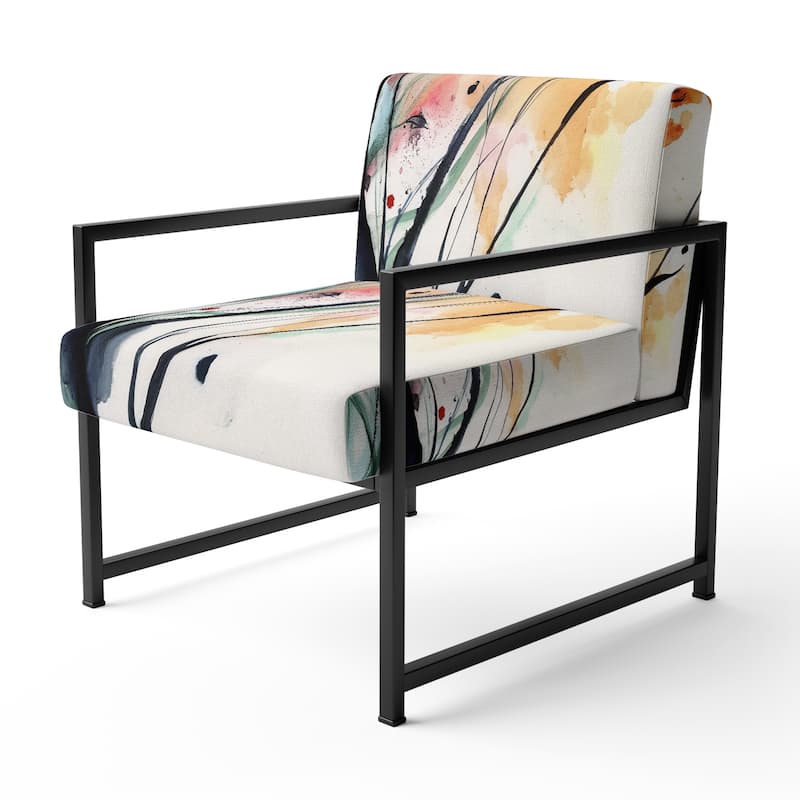 Designart "Abstract Orange Flowers" Upholstered Traditional Accent Chair - Arm Chair