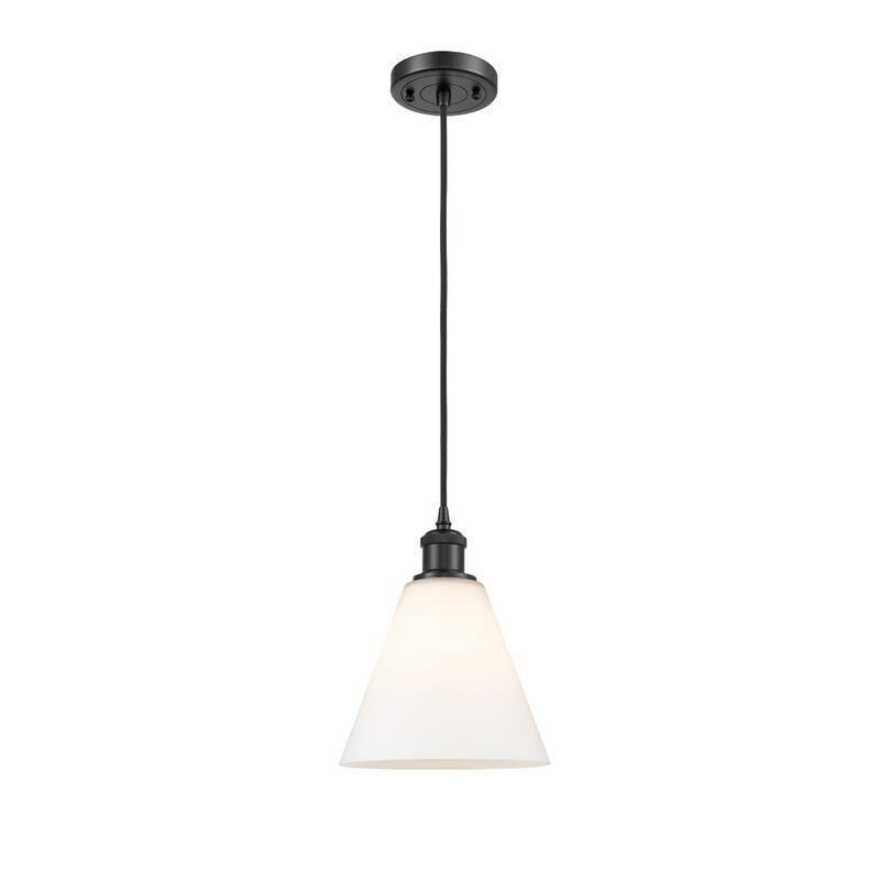Innovations Lighting Ballston Berkshire 1 Light 8" Cord Hung Mini Pendant - Matte White/Matte Black