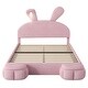 preview thumbnail 12 of 11, Full Pink Velvet Upholstered Platform Bed w/LED Lights, Storage Stools