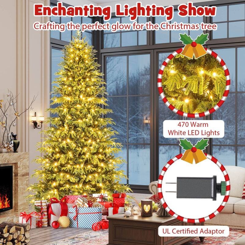 Costway 6/7/8 FT Artificial Christmas Tree with 270 LED Lights, 746 - See Details