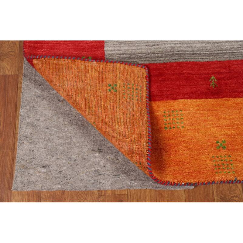 Striped Gabbeh Indian Rug Hand-Knotted Contemporary Wool Carpet - 6'5"x 9'8"