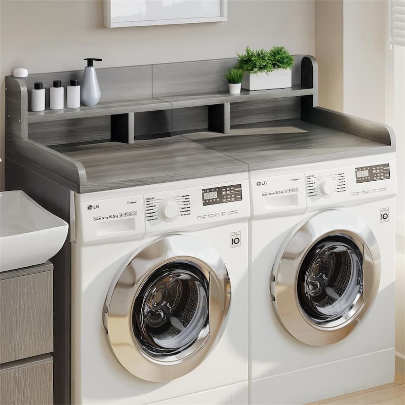 Wood Laundry Washer Shelf Countertop with Double Layer