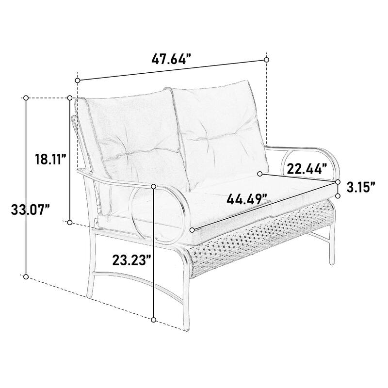 Classic Patio Sofa Wicker Conversation Set Rattan Sofa Chair wTable