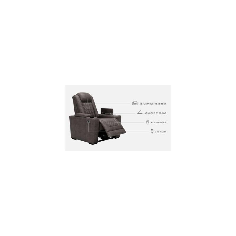 Signature Design by Ashley Hyllmont Gray Power Recliner with Adjustable Headrest