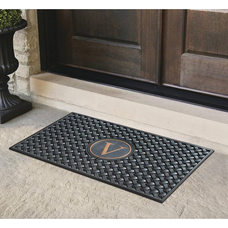 A1HC 100% Pure Rubber Monogrammed Front Door Mat 24" x39" Indoor Outdoor Doormat