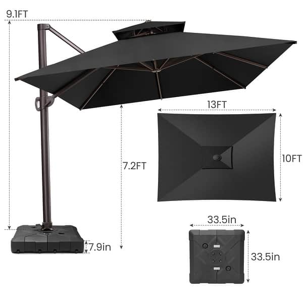 dimension image slide 0 of 6, Crestlive Products 10 x 13ft Outdoor Patio Cantilever Umbrella with Base