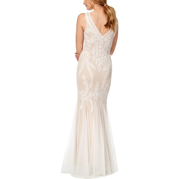 betsy and adam lace inset soutache gown