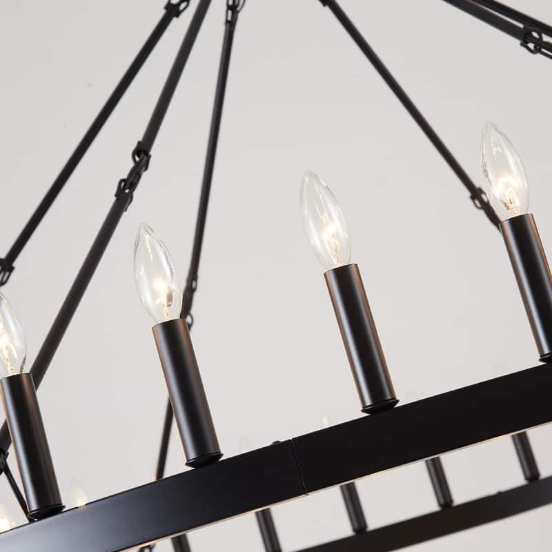 2 - Tier Wagon Wheel Chandelier Farmhouse Pendant Light with Adjustable Chain