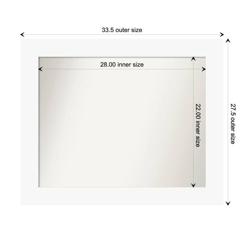 Basic Non-Beveled Wood Framed Wall Mirror - Basic White - Glass Size 28x22