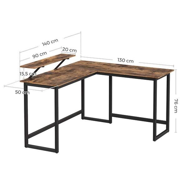 VASAGLE ALINRU Computer Desk, L-Shaped Corner Desk with Monitor Stand, Industrial Workstation for Home Office