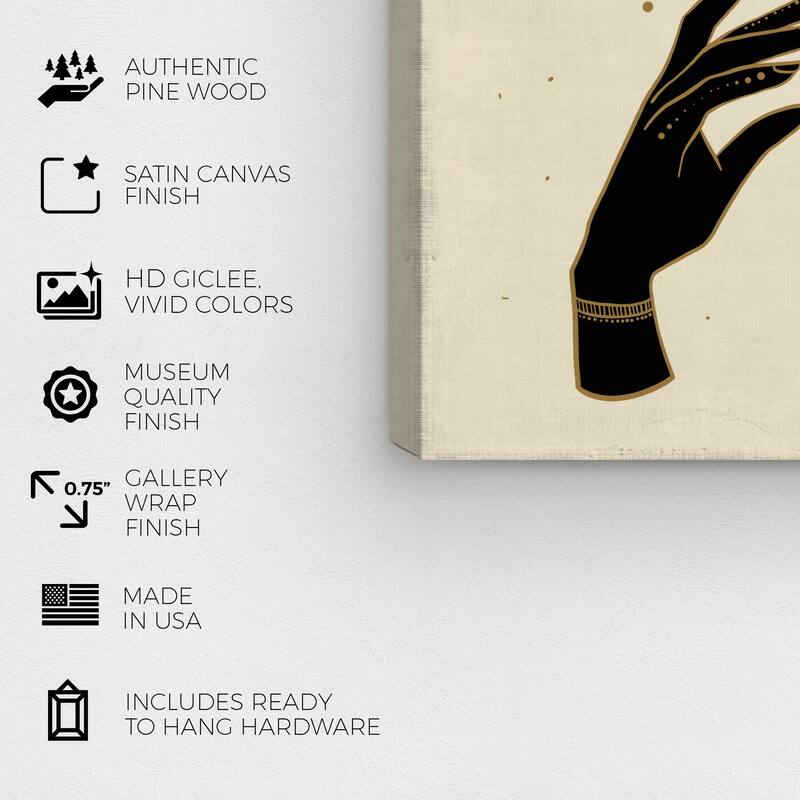 Wynwood Studio Canvas Spiritual and Religious Celestial Hands 2 Gold and Modern & Contemporary Wall Art Canvas Print