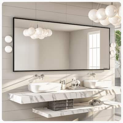 Eviva Black 72" x 30" Rectangular Black Metal Framed Mirror