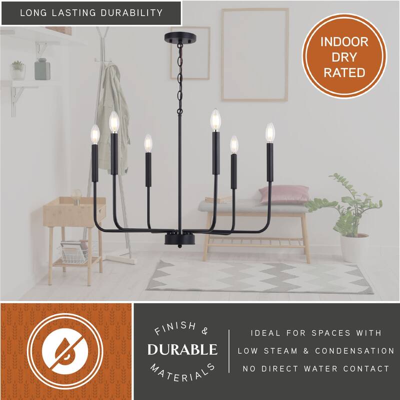 Vaxcel Lighting H0297 6 Light 26" Wide Taper Candle Style Chandelier