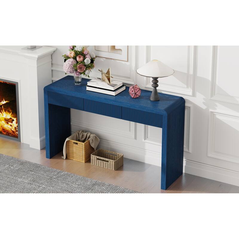 Rustic Console Table with 3 Fluted Drawers