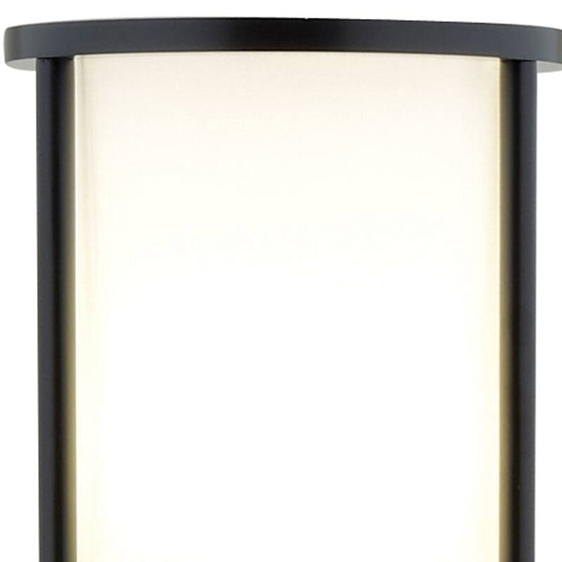 HomeRoots 63" Black Wood Column Floor Lamp With White Fabric Cylinder Shade - 62.5 x 11.5 x 11.5