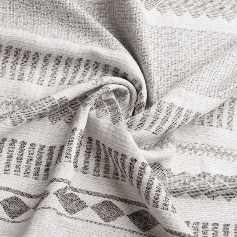 Sweet Jojo Designs Grey Boho Tribal Bohemian Body Pillow Case (Pillow Not Included) Ivory Black Woven Jacquard Farmhouse Rustic