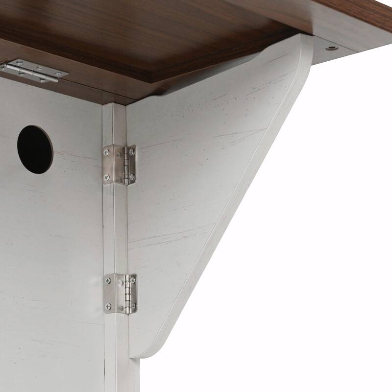 54-inch Farmhouse Kitchen Island with Drop Leaf, Power Outlet