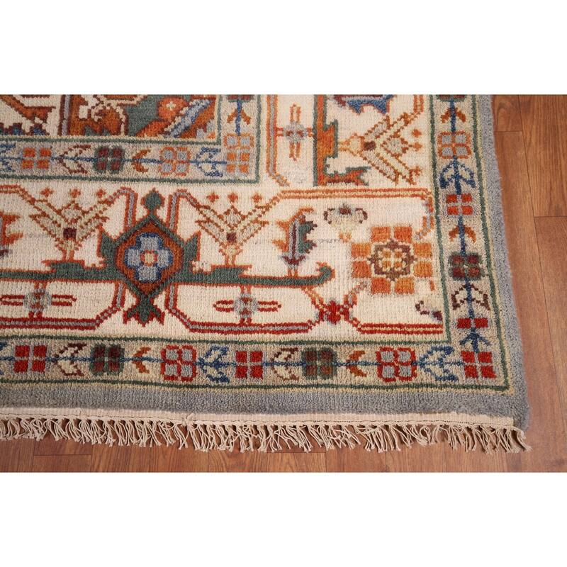 Geometric Heriz Serapi Indian Area Rug Handmade Wool Carpet - 8'8" x 12'2"