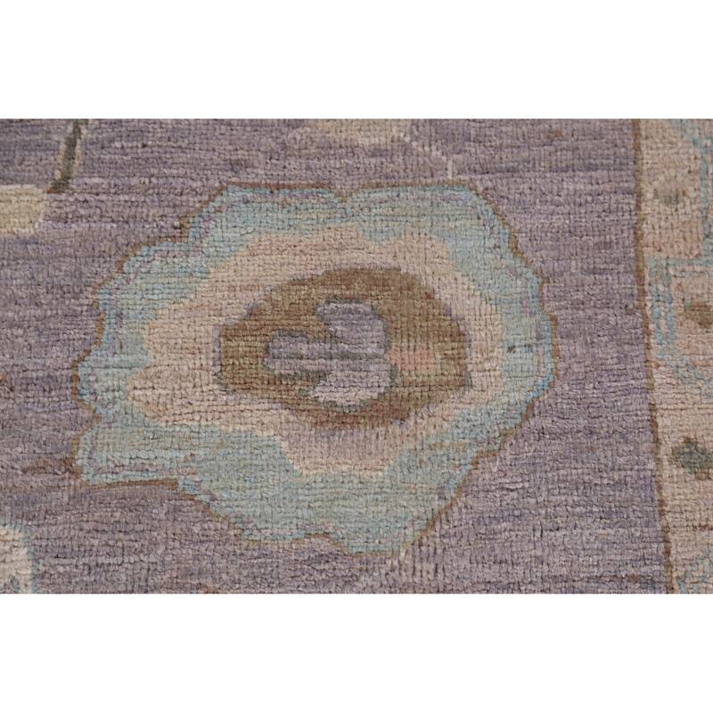 Hand Knotted Oriental 100% Wool Carpet Transitional All-Over Purples Oushak Area Rug - 9' 7'' X 8' 1''