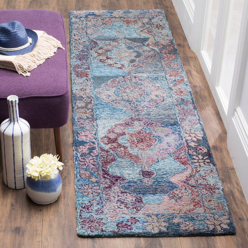 SAFAVIEH Handmade Distressed Tisa Vintage Boho Oushak Oriental Polyester - 2' 3" x 8' - Blue - Runner