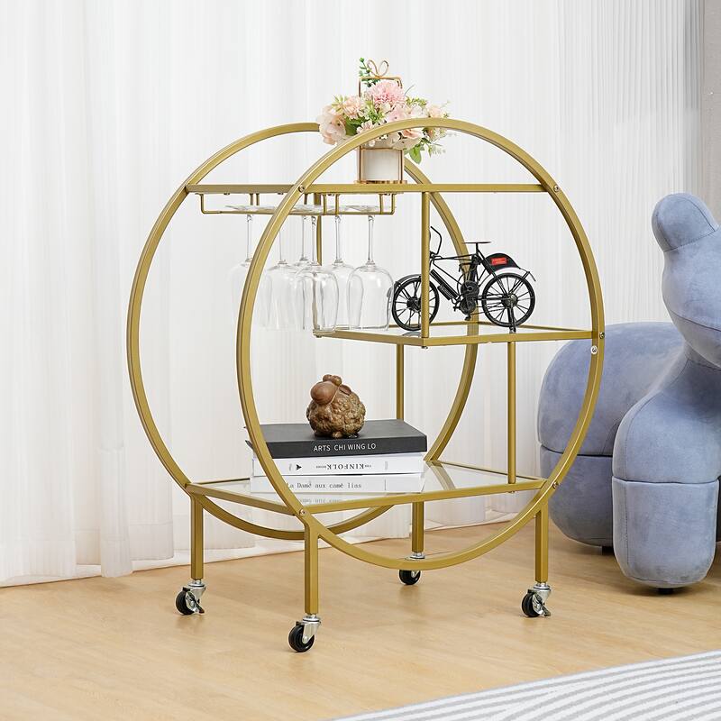 Mobile Bar Cart Drink Cabinet - Sleek and Stylish Home & Food Accessories Display