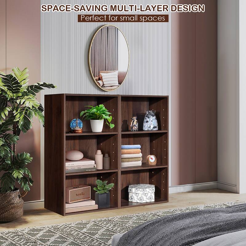 Gymax 2 PCS 3 Tier Open Shelf Bookcase Multi-functional Storage - See Details