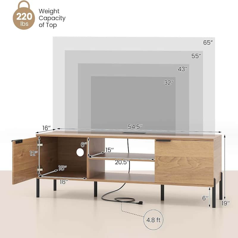 Modern Media Console Entertainment Center TV Stand for TVs up to 65"