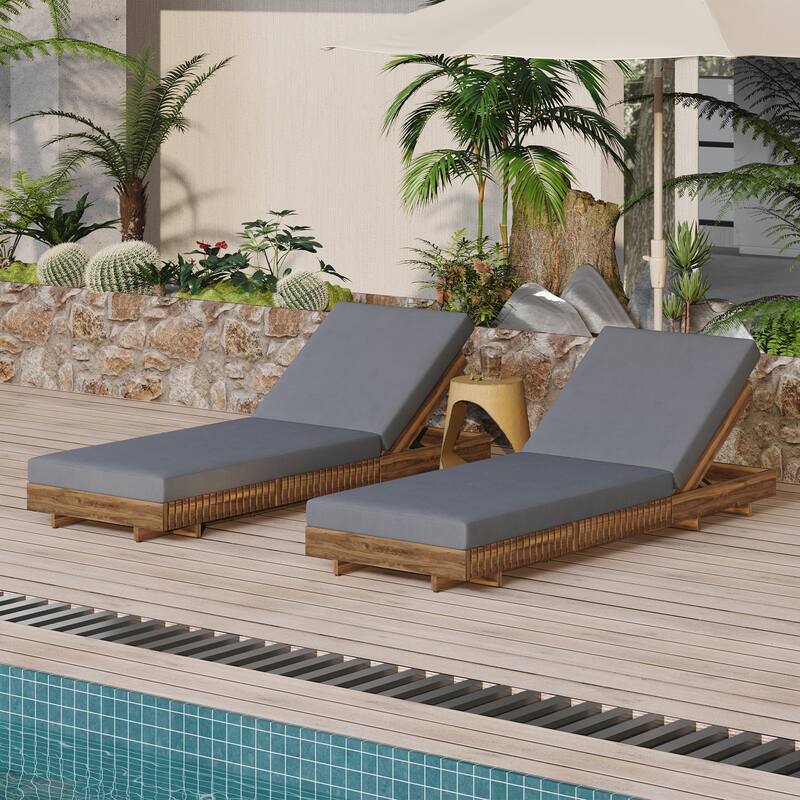 Outdoor Chaise Lounge Chair with 6-Position Adjustable Backrest