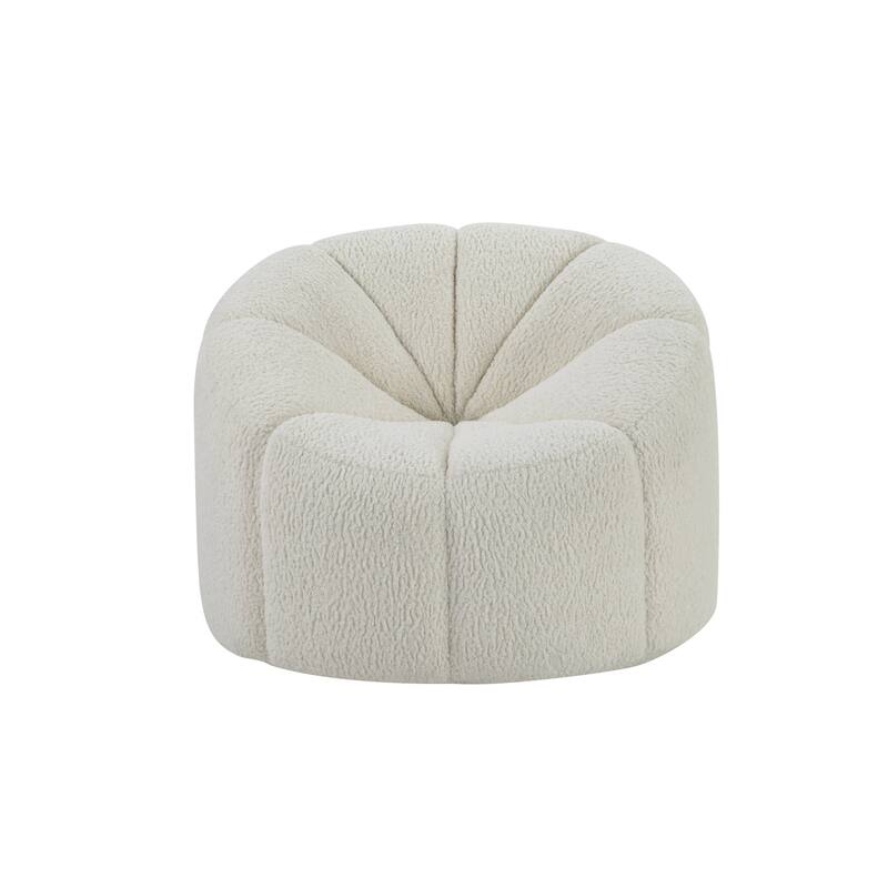 HomeRoots 38" White And Black Sherpa Swivel Barrel Chair - 38