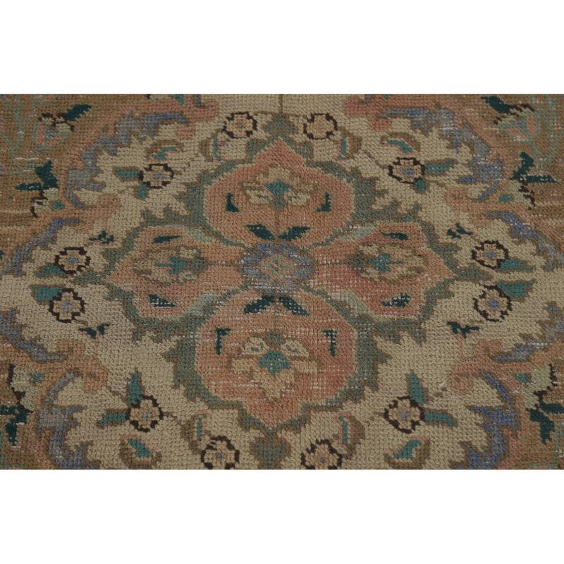 Distressed Floral Tabriz Persian Area Rug Handmade Wool Carpet - 9'10" x 12'9"