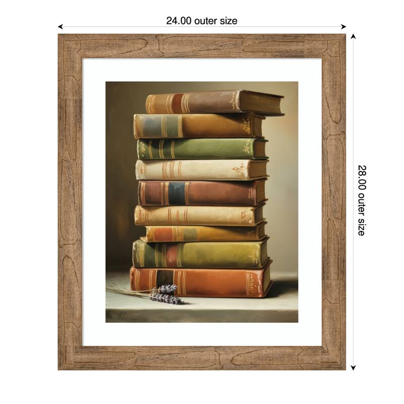 The Book Pile by Andreas Magnusson Wood Framed Wall Art Print