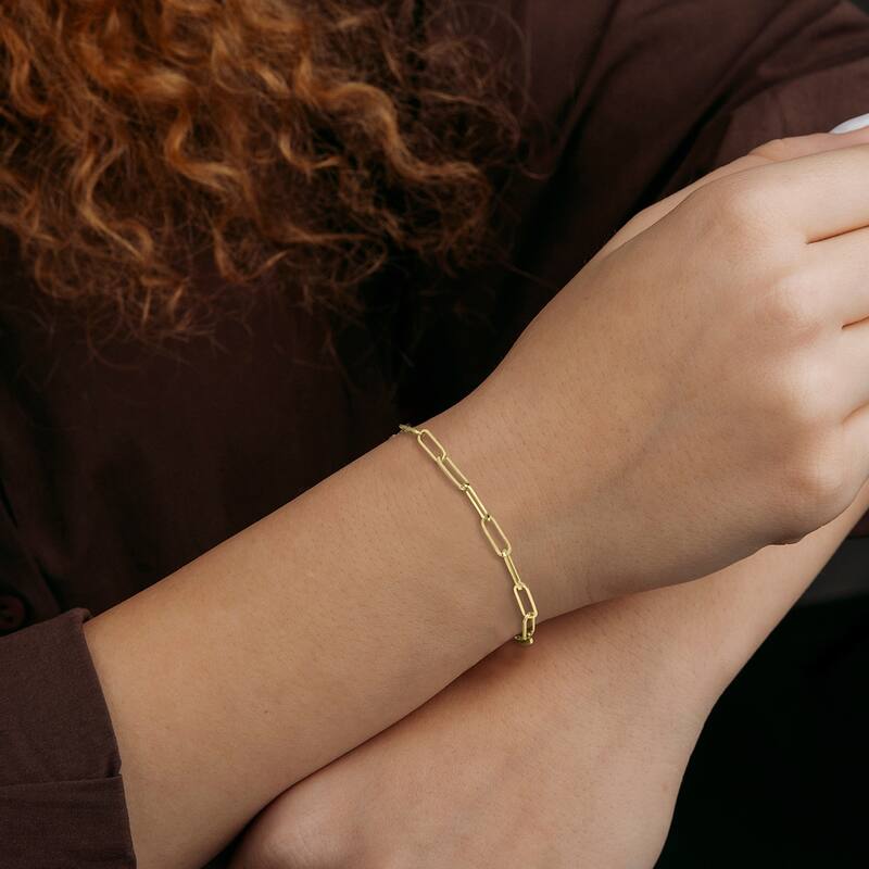 Marquee Jewels 14K Yellow Gold 3.6MM Paperclip Bracelet With Lobster Clasp