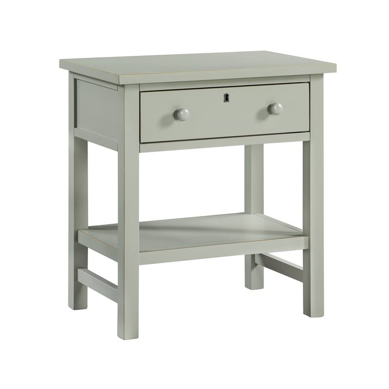 1-Drawer Nightstand with Open Shelf and Wooden Knobs Rustic Design