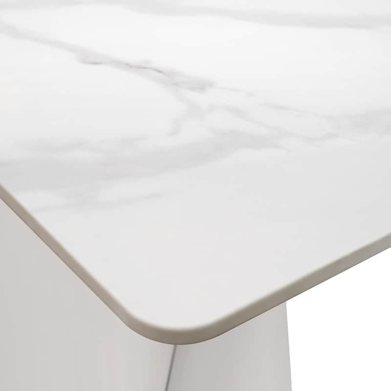 Zelan Mid-Century Modern Sintered Stone Dining Table - Rectangular Kitchen Table with Semi-Circular Steel Legs