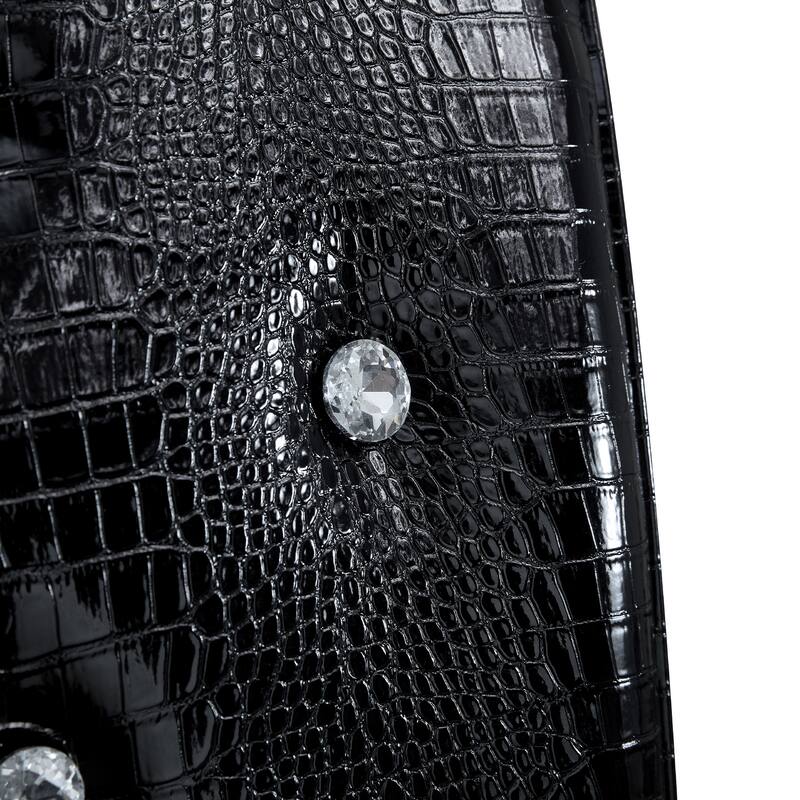 Set of 4, Retro alligator skin Upholstered dining chairs with Crystal buckle design and Faux Leather design