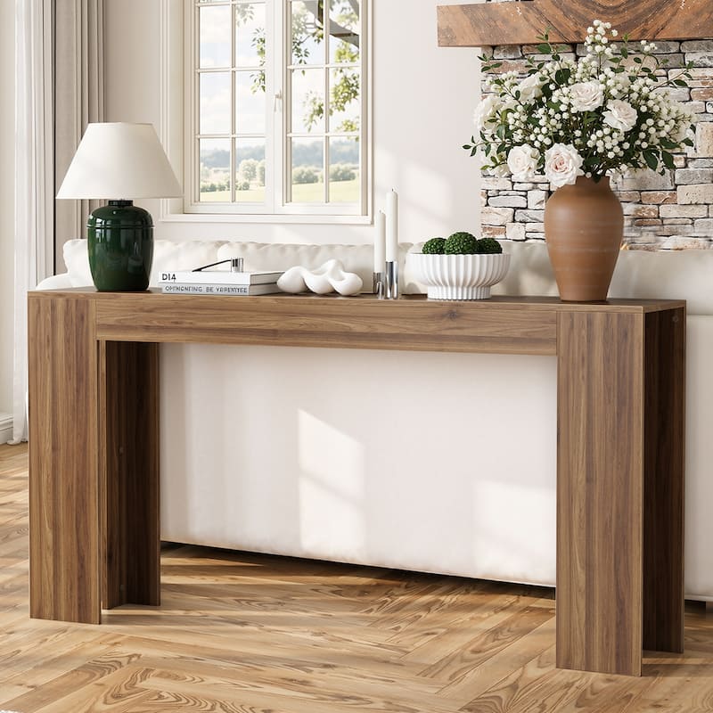 Minimalist Entryway Table Console Table for Living Room Bedroom, Walnut Hallway Table Accent Table Sofa Table