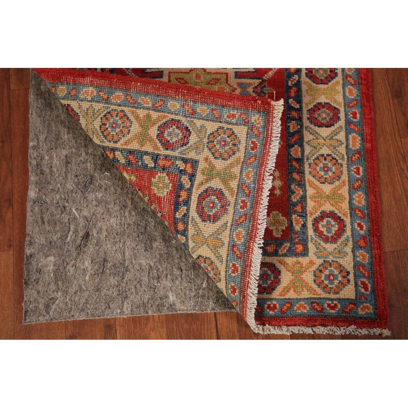 Geometric Red Kazak Oriental Foyer Rug Handmade Wool Carpet - 2'0" x 3'0"