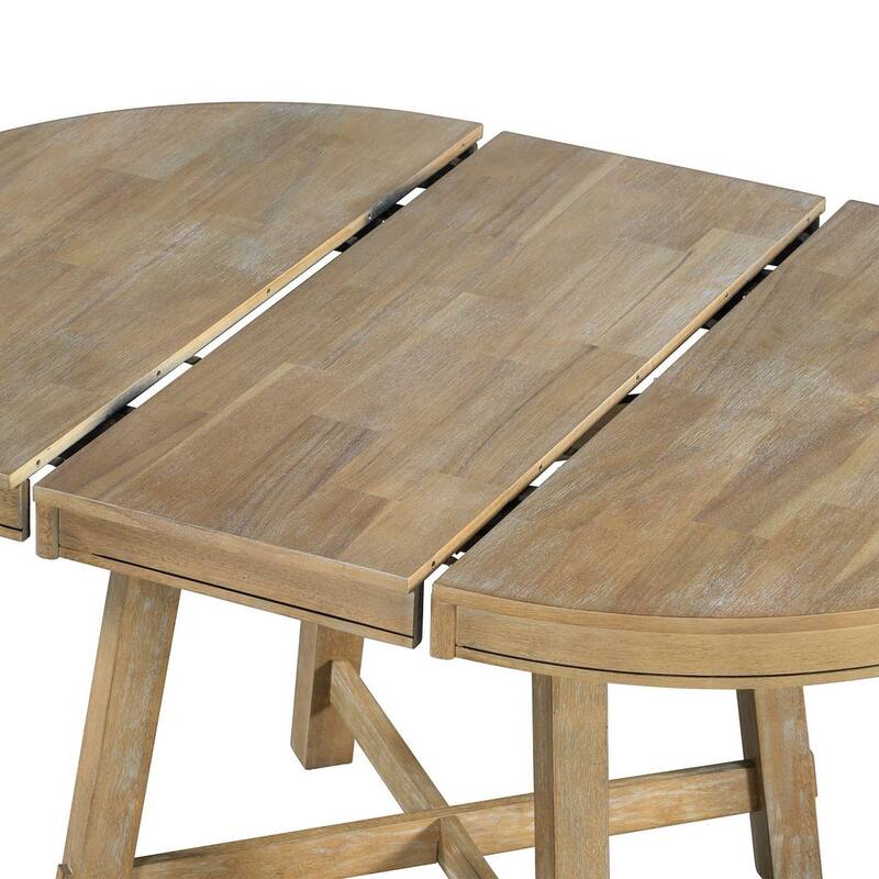 5 PCS Farmhouse Dining Table Set of 4 Chairs, Extendable
