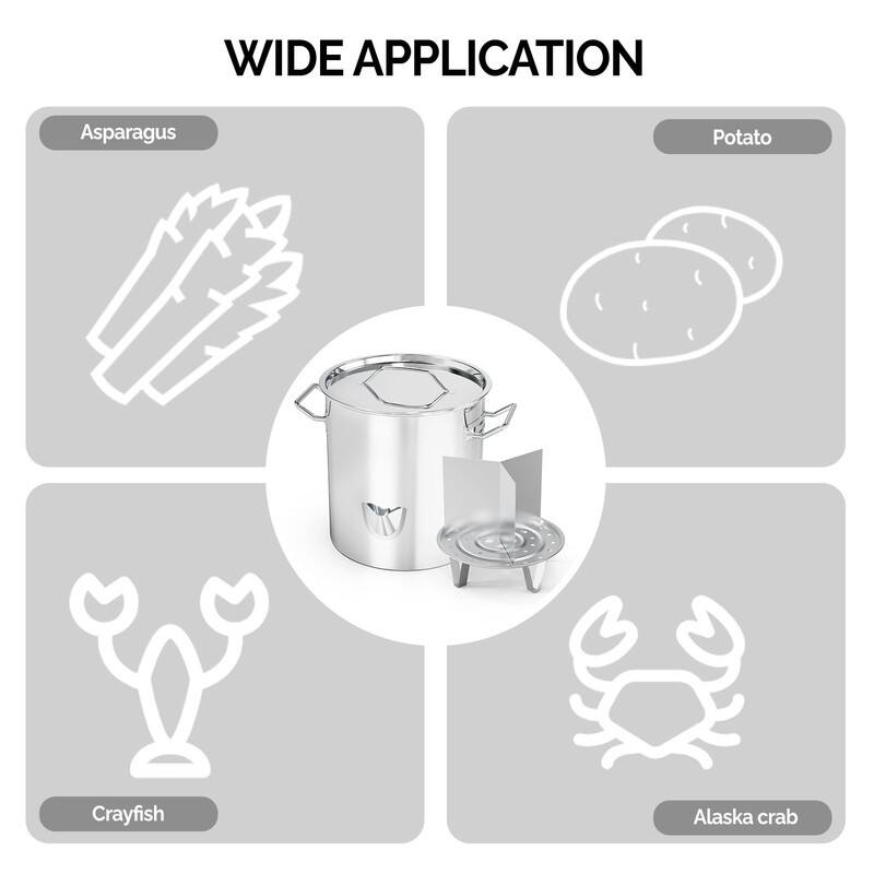 Stainless Steel Steamer Pot With Water Fill Spout, Divider And Rack