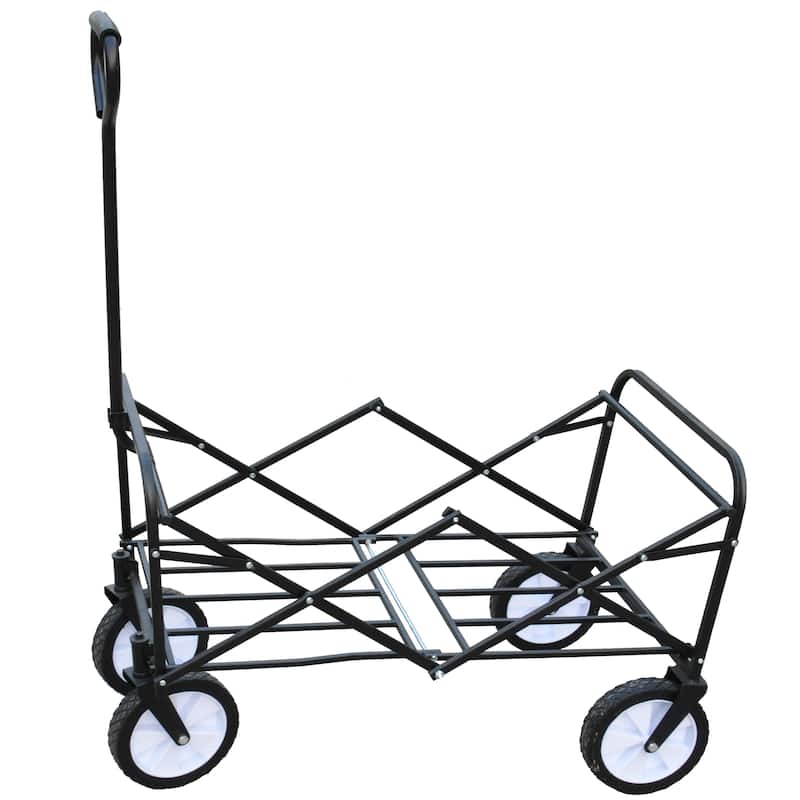 Folding Wagon Cart Collapsible Utility Camping Grocery Canvas Portable - 40.5"L X 21.26"D X 46.46"H