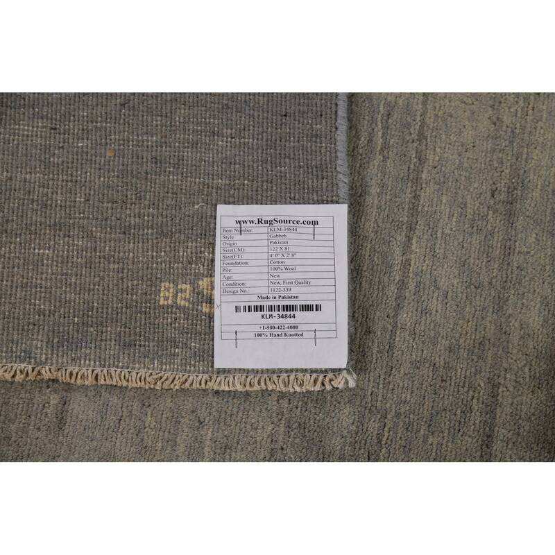 Modern Stripe Gabbeh Oriental Rug Hand-Knotted Wool Carpet - 2'8"x 4'0"