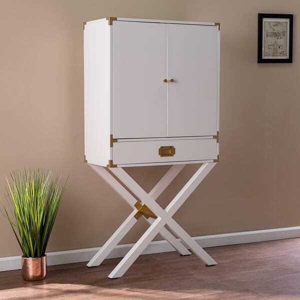 slide 2 of 9, SEI Furniture Canna Transitional White Wood Bar Cabinet