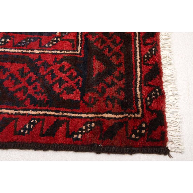 ECARPETGALLERY Hand-knotted Baluch Beige, Red Wool Rug - 3'4 x 6'1